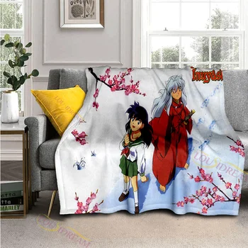 Одеяло Inuyasha, Фланелевое флисовое плюшевое одеяло на все сезоны, Пушистое Легкое теплое одеяло из микрофибры для кровати / дивана /кемпинга