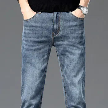 Новые мужские эластичные джинсы-скинни, повседневные джинсы-скинни, джинсовые брюки Staright, весенние хлопковые облегающие мужские эластичные джинсовые брюки