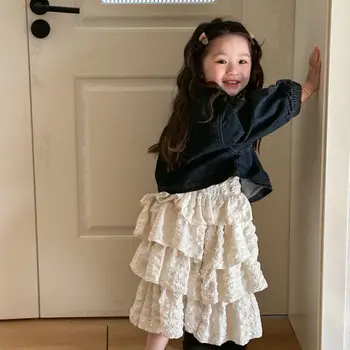 Детская одежда, плиссированная юбка на подтяжках для девочек, Новое платье в корейском стиле