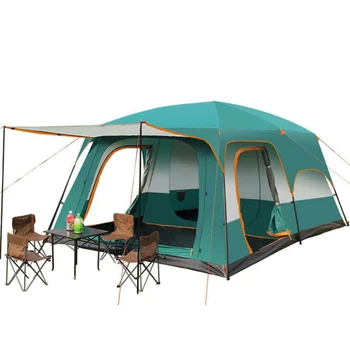 Палатка с двумя спальнями 320X220X195cm Oversize для отдыха на 5-8 человек, Кемпинговые Палатки, Двухслойные Толстые Непромокаемые Семейные туры на открытом воздухе