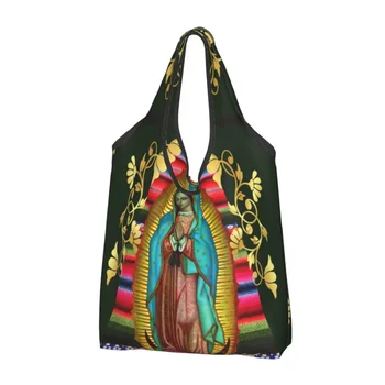 Богоматерь Гваделупская Дева Мария Бакалейная Лавка Shopper Tote Сумка Через Плечо Большая Портативная Христианская сумка Jesus Mexico