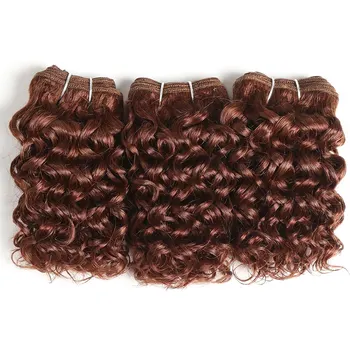 Красновато-коричневый, 3 шт. / лот, дерзкие кудрявые пучки человеческих волос, бразильские пучки человеческих волос, плетение для наращивания вьющихся волос