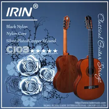 1 комплект гитарных струн C103 IRIN, 6 струн, нейлоновые струны для классической гитары, долговечные черно-белые гитарные струны