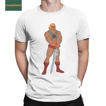 Мужская футболка He-Man Masters Of The Universe, Винтажная Футболка из 100% Хлопка, Круглый вырез горловины, Футболка с коротким рукавом, Оригинальные Топы