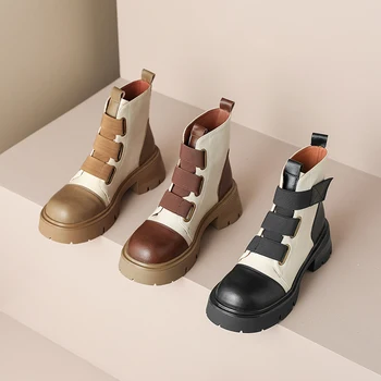 2023 новые осенне-зимние женские ботильоны из натуральной кожи 22-24,5 см, современные ботинки из воловьей кожи, разноцветные короткие ботинки с эластичной резинкой