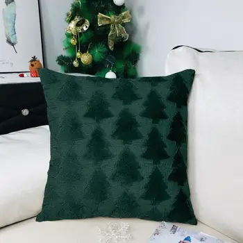 Наволочка на прочную молнию, наволочка на потайной молнии, праздничные плюшевые наволочки с рисунком Рождественской елки для дивана в комнате