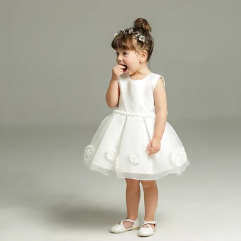 Новое Детское Белое платье для Крещения без Рукавов для Маленьких Девочек, Кружевное Платье для Крещения, Платье для Малышей, Вечеринка на Первый День Рождения, Одежда для Младенцев