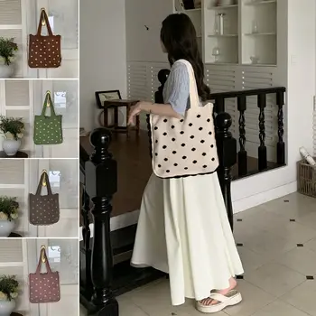 Вязаные сумки большой емкости, модная тканая сумка из полиэстера ручной работы, сумка через плечо с ручкой, женская сумка через плечо