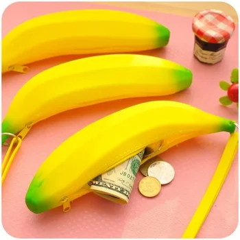 Креативный мини-силиконовый кошелек для монет на молнии, корейский студенческий кошелек-банан с кошельком-портмоне