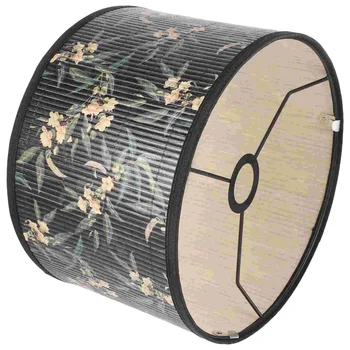 Бамбуковый абажур с цветочным принтом, крышка лампы с винтажной растительной печатью, сменный абажур для лампы