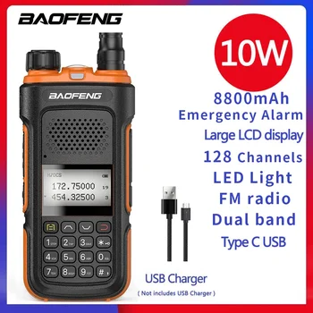10 Вт 8800 мАч Baofeng UV10 ham Двухстороннее Радио Двухдиапазонное 10-30 КМ FM-радио со светодиодной подсветкой Аварийная Сигнализация walkie talkie длинный звонок