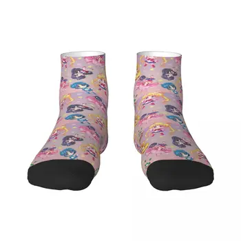 Мужские носки для экипажа с рисунком Crystal Team, унисекс, милые носки с 3D-принтом Sailors Moon Dress Socks