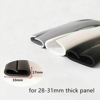 Резиновая U-образная уплотнительная прокладка 17x33 мм, Стекло толщиной 28-31 мм, Металлическая автомобильная деревянная панель, круглый край, защитный экран, Серый, Белый, Черный