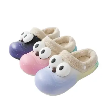 Детская домашняя обувь, кашемировые хлопчатобумажные тапочки для маленьких девочек, теплая обувь для мальчиков, тапочки для девочек, домашняя зимняя обувь, обувь с хлопчатобумажной подкладкой