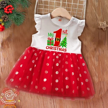 Мое первое Рождественское Красное платье для маленьких девочек, Рождественские платья для маленьких девочек, Новогодняя пачка для новорожденных, Рождественский праздничный наряд для девочек, Одежда