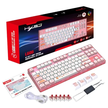 Прочная Игровая Клавиатура с 87 Клавишами, Уникальная Механическая Клавиатура с Мультяшным Проводом USB