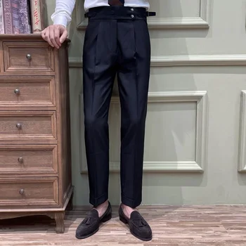 Мужские костюмные брюки, высококачественные мужские однотонные облегающие брюки, облегающие офисные деловые весенние и осенние мужские брюки T92