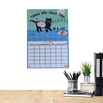 Календарь кошек на 2024 год, Офисный Ежемесячный календарь, Планировщик для удобного планирования свиданий в офисах, отеле, квартире