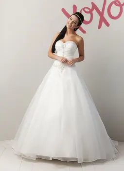 vestido de noiva robe de mariee, красивое свадебное платье из органзы с оборками и бисером, свадебные платья 2018