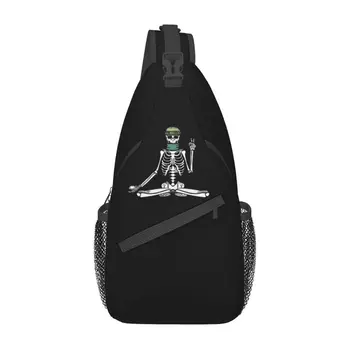 Забавный рюкзак-слинг со скелетом и черепом через плечо, мужская нагрудная сумка на заказ для путешествий, походный рюкзак