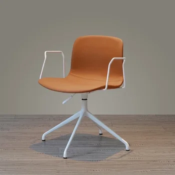 Компьютерное кресло со спинкой из скандинавской кожи для спальни, современная простая мебель для дома, Кабинетные стулья, Дизайнерское кресло-туалетный столик для отдыха