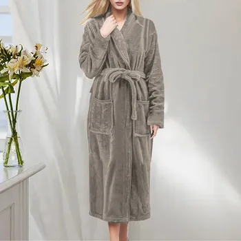 Утепленные пушистые халаты, халат, Длинный Женский флисовый теплый халат с капюшоном, фланелевое кимоно из кролика, банный халат, халат, Бархатная пижама