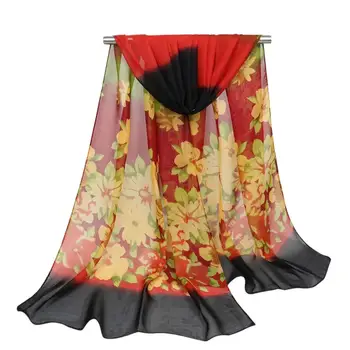 Весенне-осенний Шифоновый шарф, женские подходящие Маленькие шали и палантины с цветочным принтом, женские модные палантины-хиджабы с цветочным рисунком.