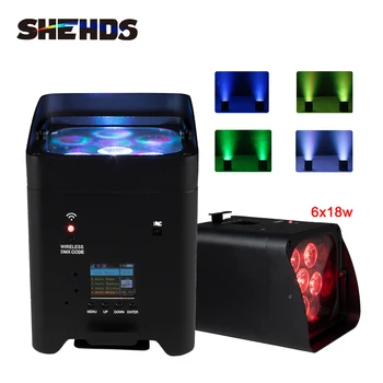 SHEHDS 4PCS/6PCS LED Par Light 6x18W RGBAW + УФ-Аккумулятор Беспроводной Пульт Дистанционного Управления Wifi APP Smart Для DJ Disco Home Party