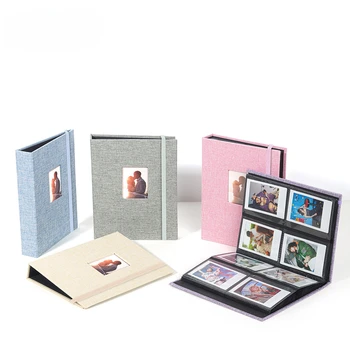 3-дюймовый 208 Карманный хлопчатобумажный льняной фотоальбом для камеры Fujifilm Instax, альбом для открыток, альбом для хранения деловых марок