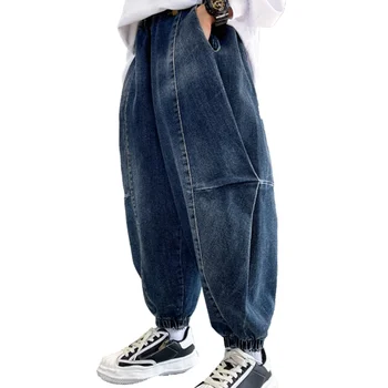 Джинсы для мальчиков, однотонные джинсы для мальчиков, весенне-осенние детские джинсы, повседневная одежда для мальчиков, детская одежда 6 8 10 12 14