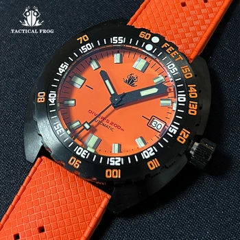 Тактические Часы Frog PVD Diver Watch для Мужчин с Белым Циферблатом NH35 Автоматические Механические Часы Из Нержавеющей Стали Сапфир C3 Светящийся 20Bar