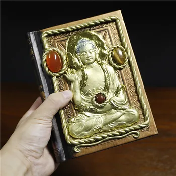 Волшебный Блокнот с изображением Будды, Персонализированный и креативный, инкрустированный натуральными хрустальными камнями, Обложка для дневника