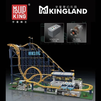 MOULD KING 11012 Техническая петля для парка аттракционов с моторными американскими горками, строительные блоки, кирпичи для рождественских подарков, Совместимые с 10303