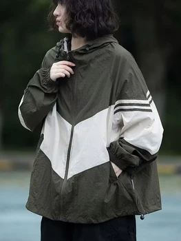 Винтажные куртки с капюшоном, женские толстовки в японском стиле Harajuku в стиле пэчворк, женское повседневное пальто на молнии большого размера, женская уличная одежда