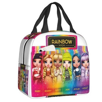 Персонажи Rainbow High, термоизолированные сумки для ланча, женские сумки для ланча из аниме-мультфильма для детей, школьные коробки для Бенто