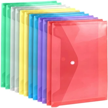 Прозрачные сумки для файлов формата А4, водонепроницаемая сумка для папок с застежкой на пуговицы, Большая емкость, цветная сумка для файлов, школьные канцелярские принадлежности для офиса