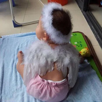 1 Комплект для маленьких детей, Ангел, фея, крыло из перьев, реквизит для фотосессии новорожденных, костюм для детского Рождественского подарка, декор вечеринки