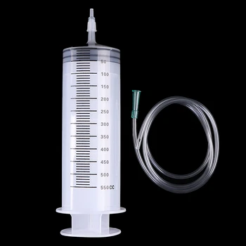 Шприц-инжектор объемом 500 мл из прозрачного пластика, большой одноразовый шприц со шлангом-трубкой