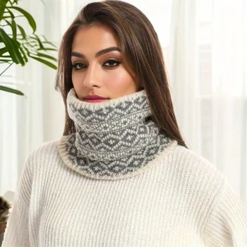 Новый зимний женский мужской вязаный головной платок 2023 года, шейный платок Унисекс, плюшевый утолщенный теплый шарф, женский ветрозащитный шарф