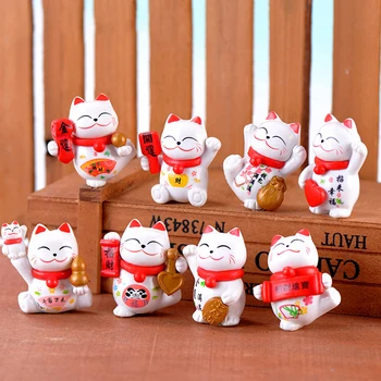 Мини-украшение Lucky Cat, домашний декор, Кавайный Счастливый Кот, украшения Maneki Neko, креативная игрушка для скульптуры, декор статуи