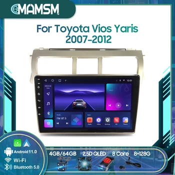 MAMSM Беспроводной CarPlay Android Авторадио Для Toyota Vios Yaris 2007-2012 4G Автомобильный Мультимедийный Плеер Навигация GPS Без 2din 9 Дюймов
