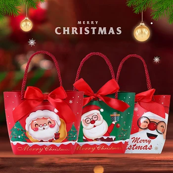 Подарочный пакет для рождественской вечеринки с переносной веревкой, Рождественский Подарок для печенья, Конфет, Упаковочные материалы для Счастливого Рождества