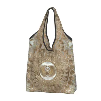 Многоразовая сумка для покупок с египетским жуком-скарабеем пастельных тонов, женская сумка-тоут, портативные сумки для покупок из продуктов Древнего Египта