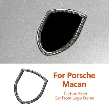 Для Porsche Macan Рамка с логотипом спереди из углеродного волокна Декоративные наклейки Для стайлинга автомобилей Аксессуары для модификации интерьера автомобиля