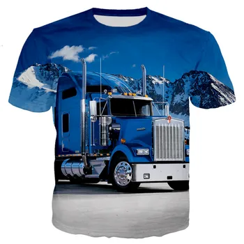 Летняя новая стильная мужская и женская футболка с 3D-печатью для пар, уличный тяжелый грузовик, модная и удобная повседневная футболка