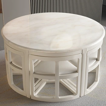 Каменная доска, обеденный стол и стул из массива дерева, комбинированный бытовой круглый электрический поворотный стол, обеденный стол небольшого размера