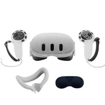 Силиконовый защитный чехол, набор из 4 предметов для Meta Quest 3, Сменная маска для носа с защитой от протечек, чехол для виртуальной реальности, аксессуары