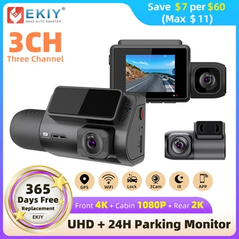 EKIY M700A Dash Cam 3-Канальный Автомобильный Видеорегистратор 4K 1080P 2K 3 Объектива Камеры Dash Camera GPS WiFi Dashcam Видеорегистратор 24H Парковочный Монитор