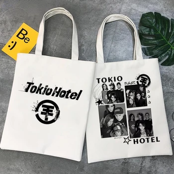 Tokio Hotel Group Music, женские сумки для покупок с принтом, повседневная сумка для покупок, женская мода на плечо, холщовая сумка-тоут в стиле 90-х