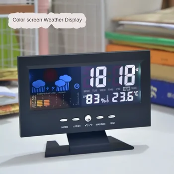 Погода погодные часы Цветной экранный дисплей температуры и влажности бытовой электронный цифровой будильник с голосовым управлением